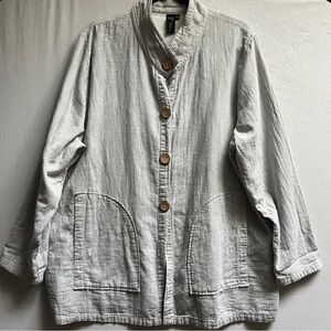 Focus Casual Life Cotton Women's Gray Button-Up Jacket Sz XL